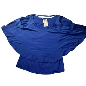 Artex‎ Criss Cross Back Blouse XL NWT Royal Blue Layered Office Resort Vacation